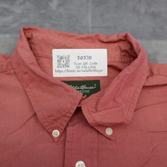 Eddie Bauer Shirt Mens L Red Relaxed Fit Short Sleeve Button Up Casual - Picture 6 of 16
